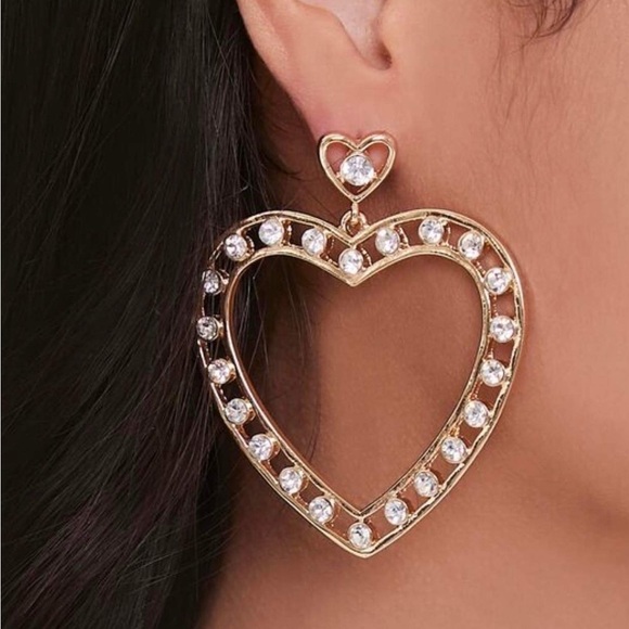 Heart Rhinestone earrings - Picture 2 of 2